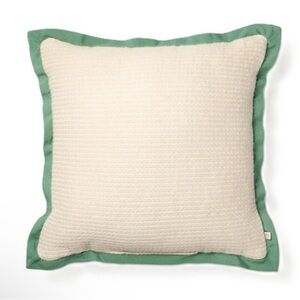 Hearth & Hand Indoor or Outdoor Natural & Green Trim Textured 18" Accent Pillow